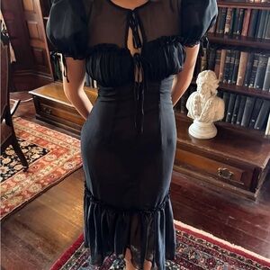 LPA Black Sheer Midi Dress